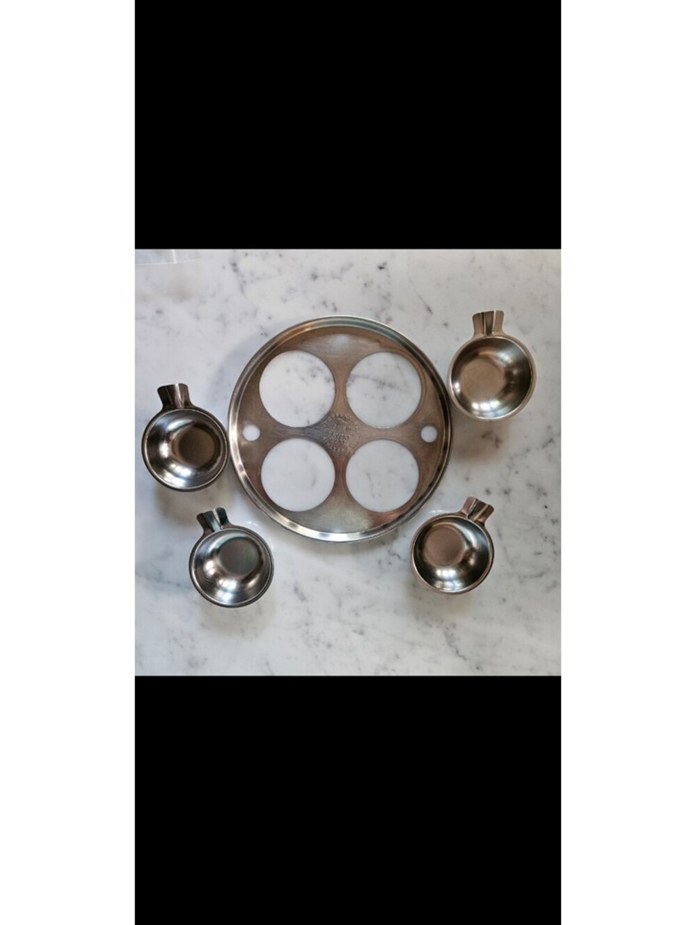 Vtg REVERE WARE Egg Poacher 8" Insert Tray + 4 Cups